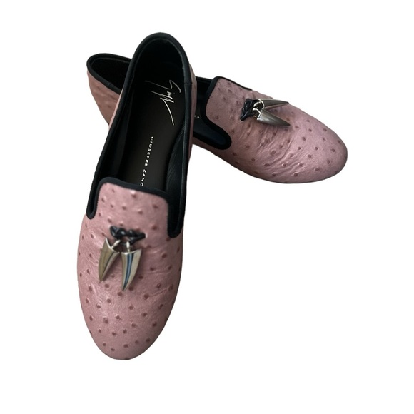 Giuseppe Zanotti Ostrich Textured Leather Slip On Loafer Mauve Sz US 6/ EU36 - Picture 3 of 15